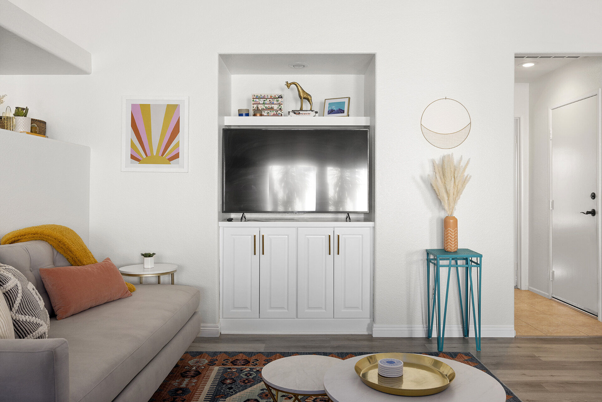 Kitchen prep area with modern appliances and ample counter space